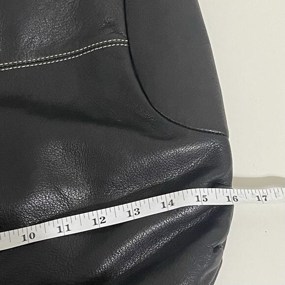 Donald J Pliner Braided Woven Trim Hobo Bag Black Leather Large Boho Flaws - Picture 14 of 16